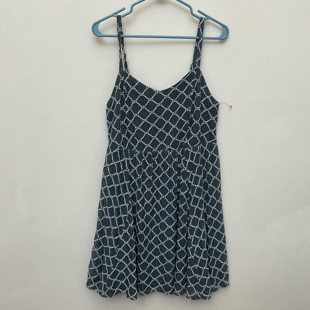Torrid Slate Blue, White Geometric Print A-Line Flowy Dress Size 1X Spring